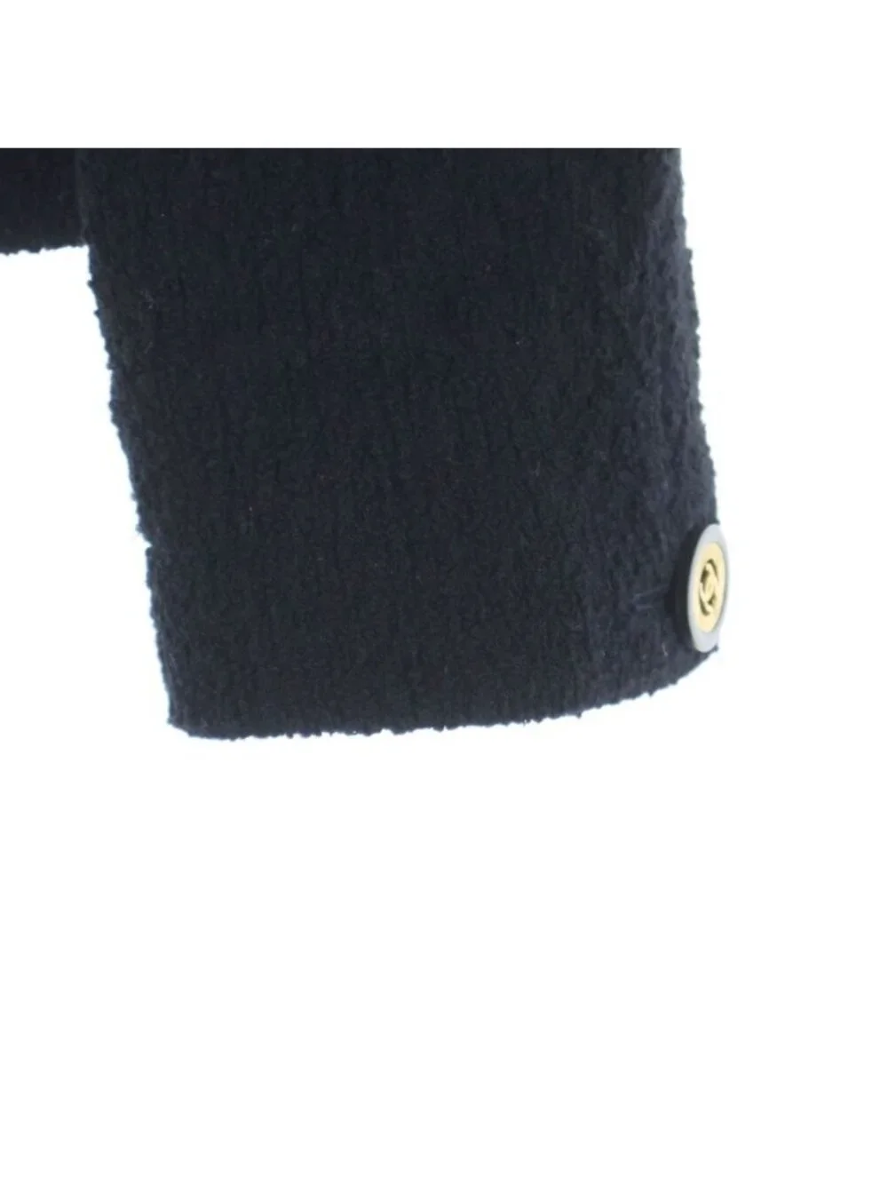 Chanel Vintage CC Logo Button Wool Tweed Jacket Black